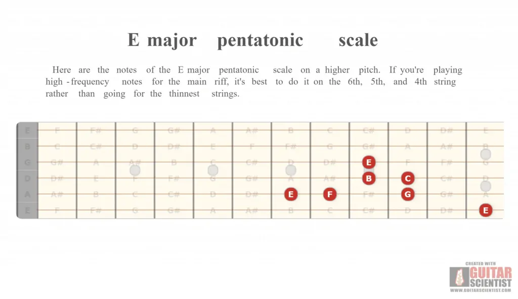 19 e major pentatonic scale