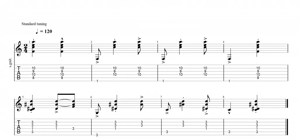 13 bossa nova guitar rythm 3 example with percussion