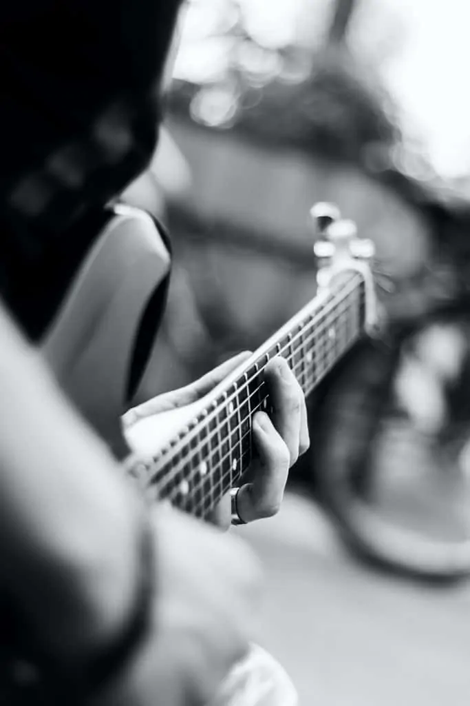 5 black and white strumming