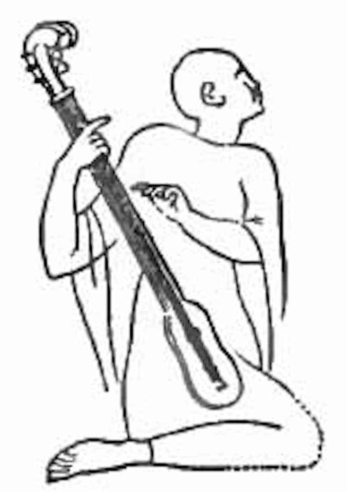 Ancient Egyptian guitar drawing