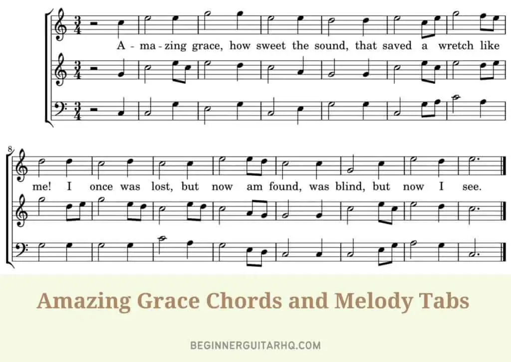 1 Amazing Grace Chords and Melody Tabs